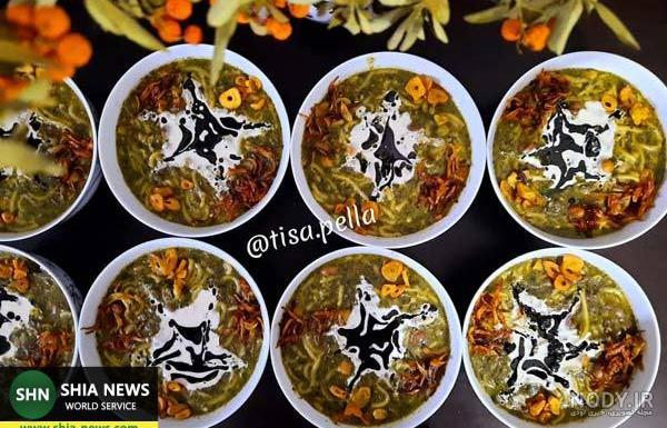 تزیین آش رشته نذری ساده و زیبا با خلال دندان و شابلون تزیین آش رشته نذری ساده و زیبا با خلال دندان و شابلون