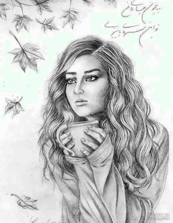 نقاشی ساده عاشقانه با مداد سیاه