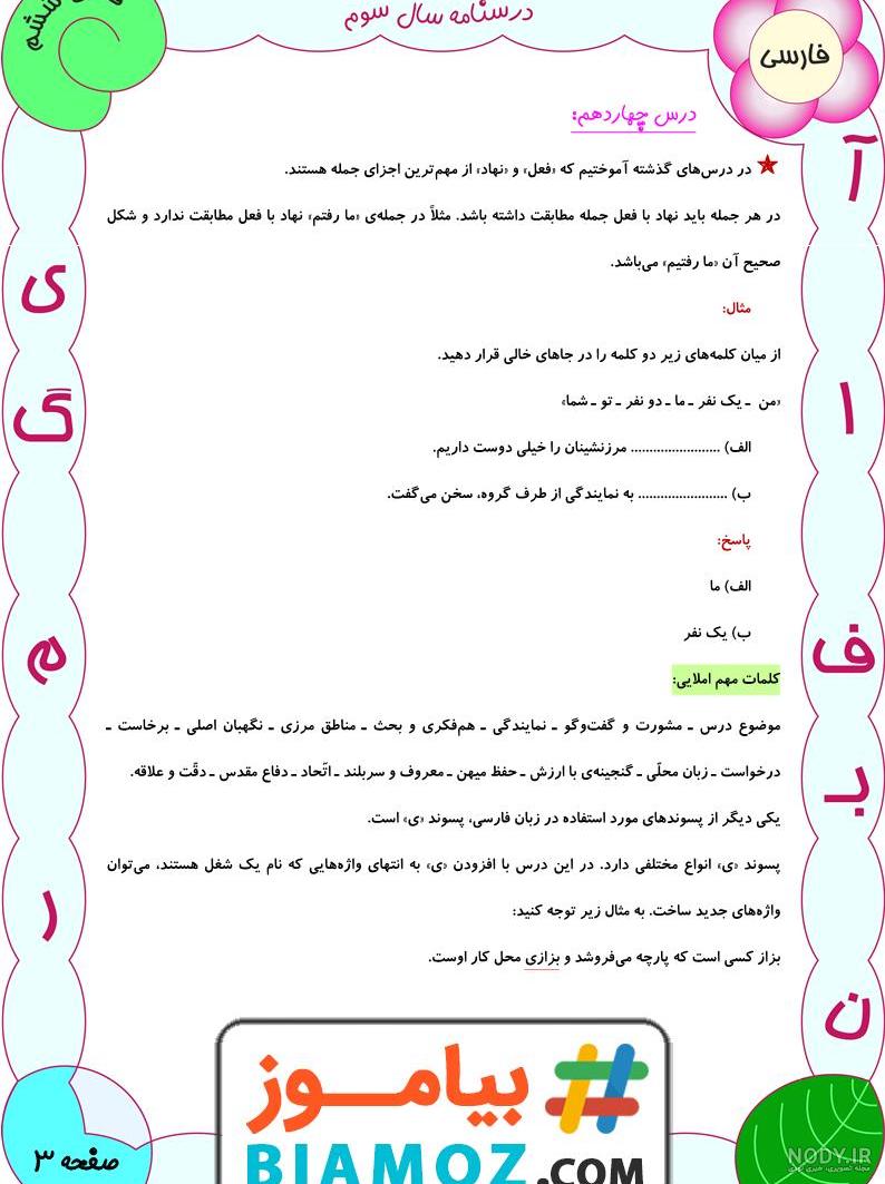 عکس درس ایران آباد کلاس سوم