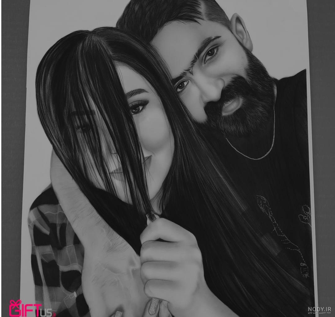عکس عاشقانه دونفره سیاه قلم - عکس نودی