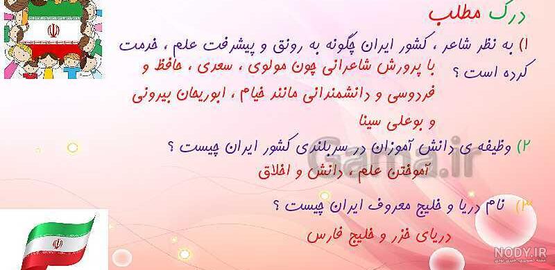 فارسی سوم ابتدایی - درس دوازدهم: ایران عزیز - هم خانواده - هم معنی - مخالف  - سی وید
