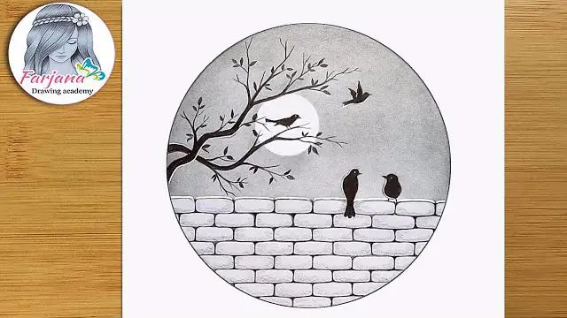نقاشی سیاه قلم با دایره - عکس نودی