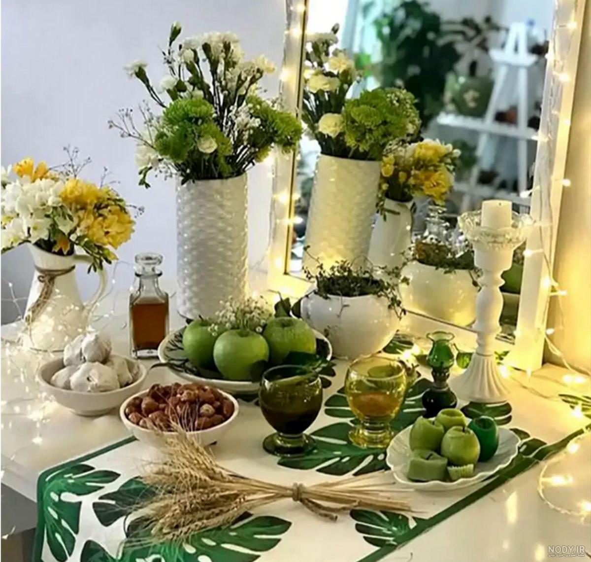 سفره آرایی هفت سین نوروز با شمع های زیبا سفره آرایی هفت سین نوروز با شمع های زیبا