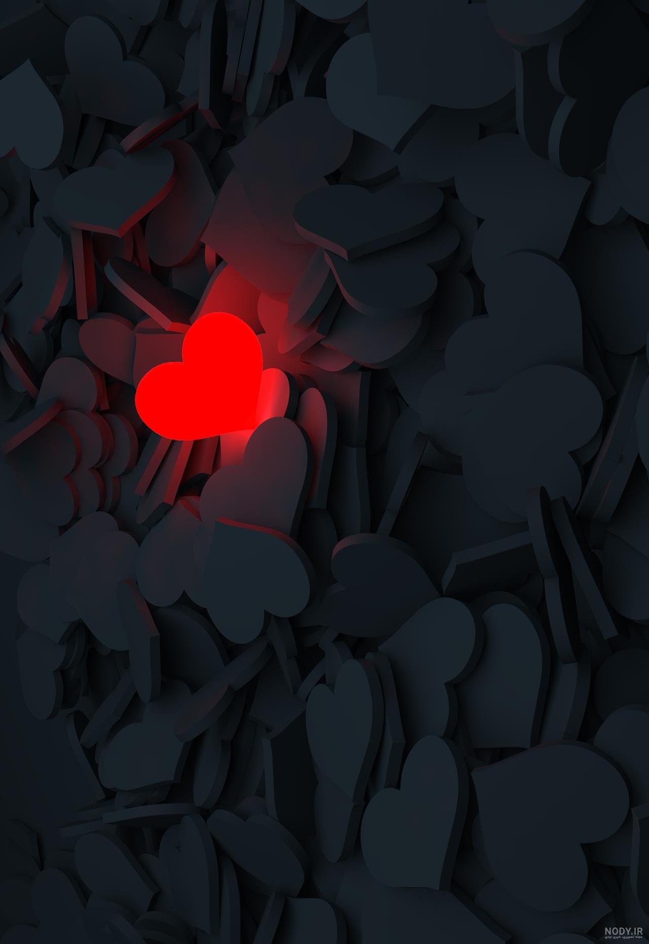 عکس قلب سیاه و قرمز