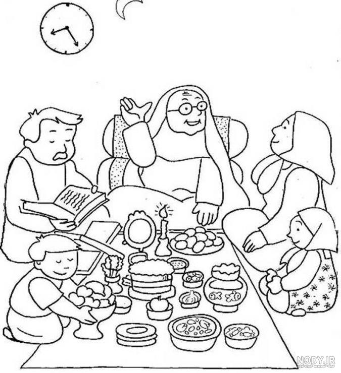 عکس نقاشی سفره هفت سین ساده و آسان