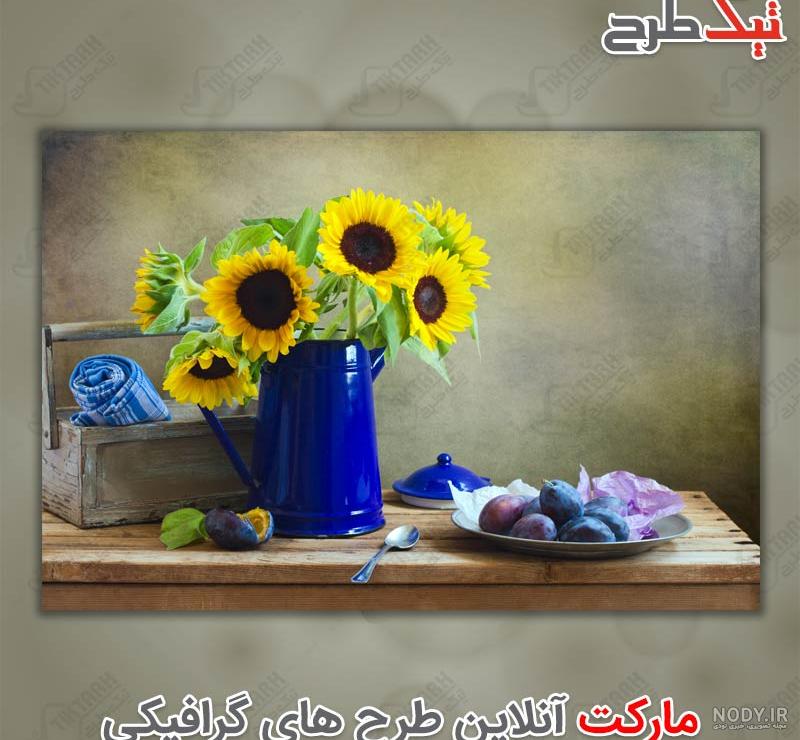 تابلو نقاشی رنگ روغن گل و گلدان - مداد آبی تابلو نقاشی رنگ روغن گل و گلدان - مداد آبی