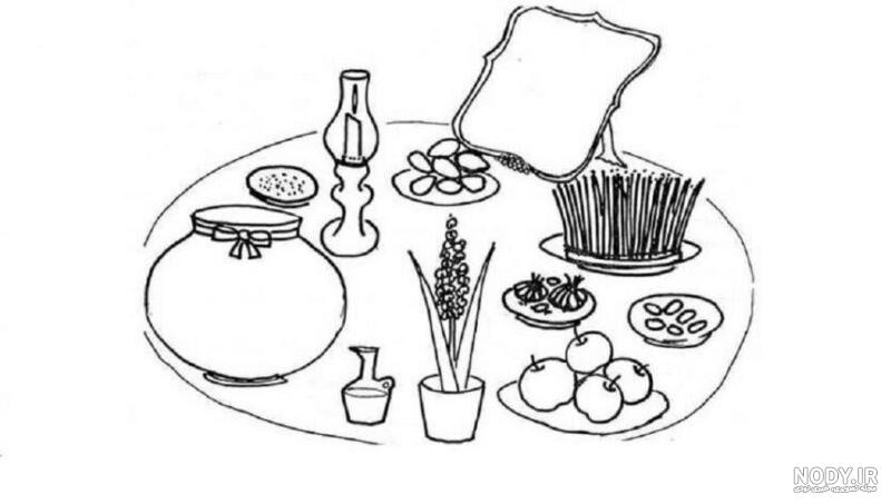 عکس نقاشی سفره هفت سین ساده و آسان عکس نقاشی سفره هفت سین ساده و آسان
