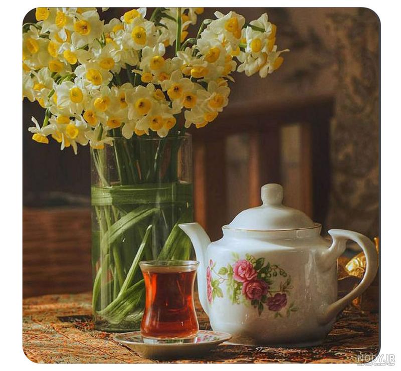 عکس کتاب و گل و چای عکس کتاب و گل و چای
