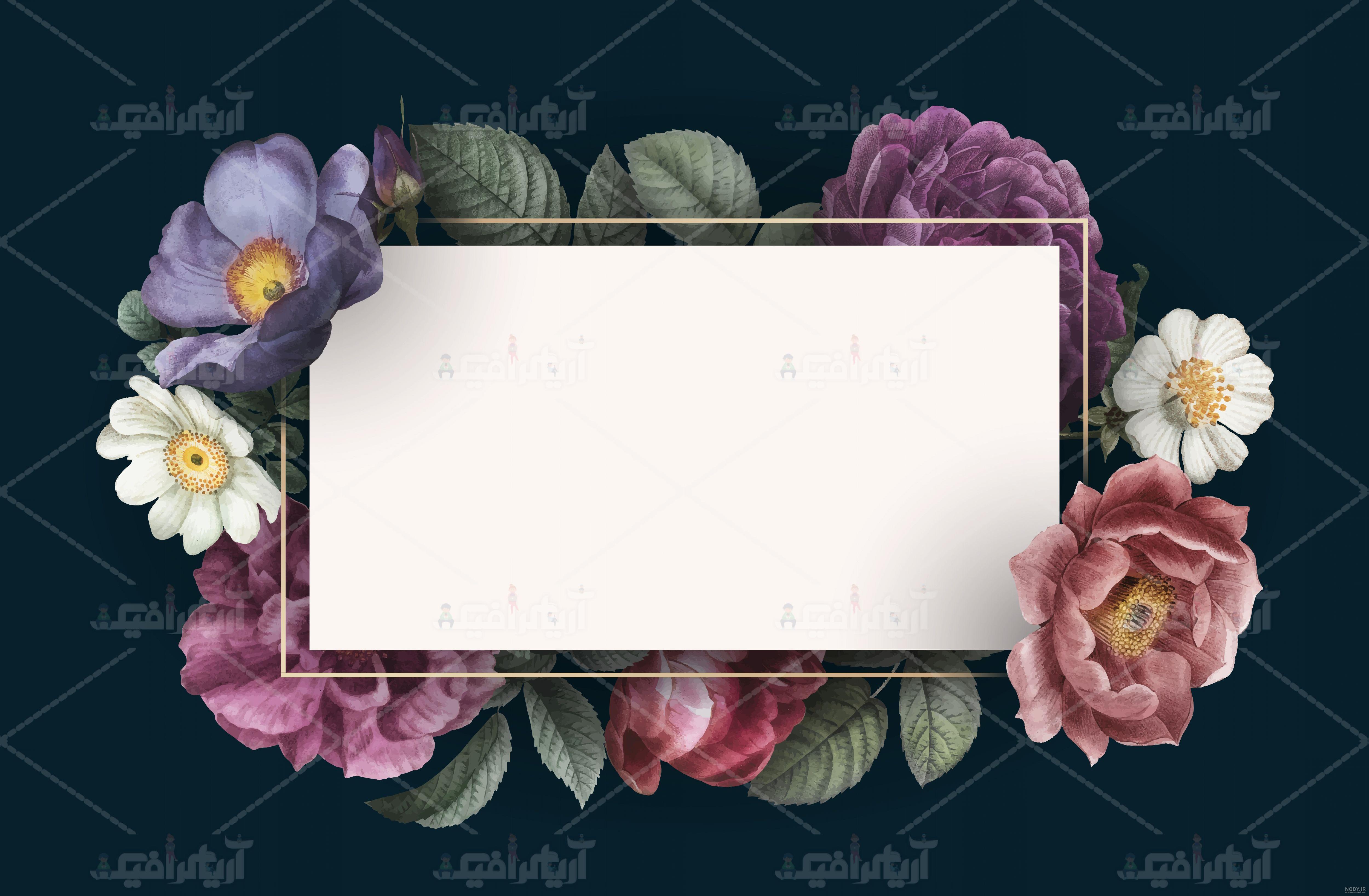 وکتور حاشیه و گل طلایی وکتور حاشیه و گل طلایی