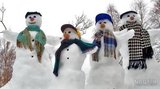 عکس آدم برفی واقعی در حیاط خانه
