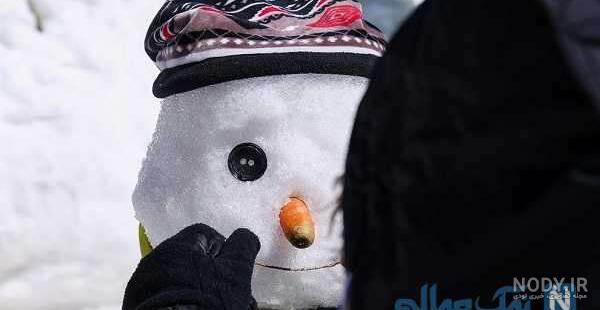 عکس آدم برفی واقعی در حیاط خانه