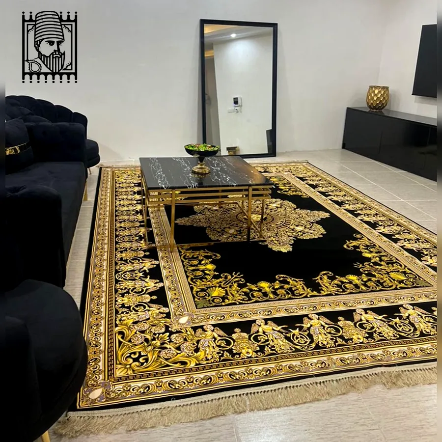 عکس فرش سیاه طلایی