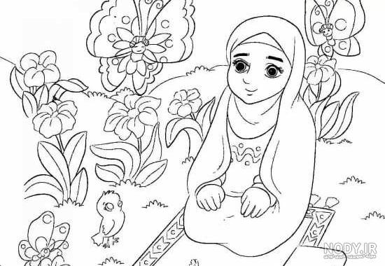 عکس یک دختر با حجاب نقاشی