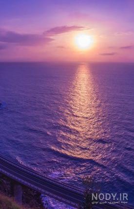 عکس آسمان صورتی و بنفش