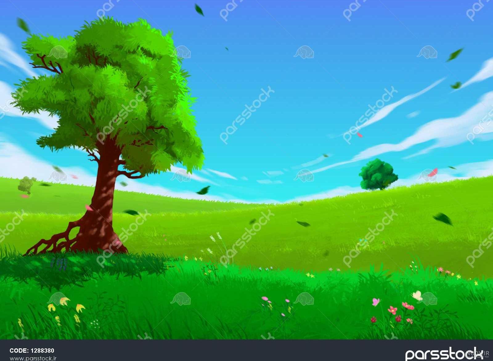 عکس درخت بهاری کارتونی