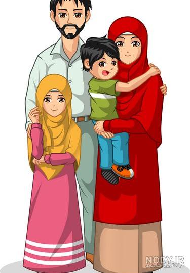 عکس مادر و فرزند با حجاب کارتونی