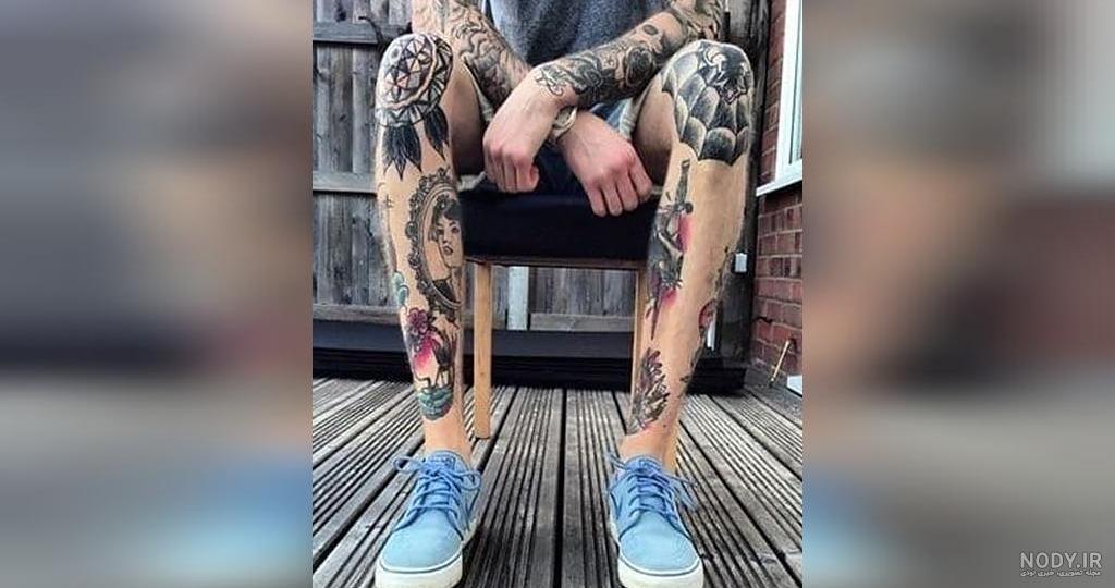 عکس تاتو روی ساق پا پسرانه