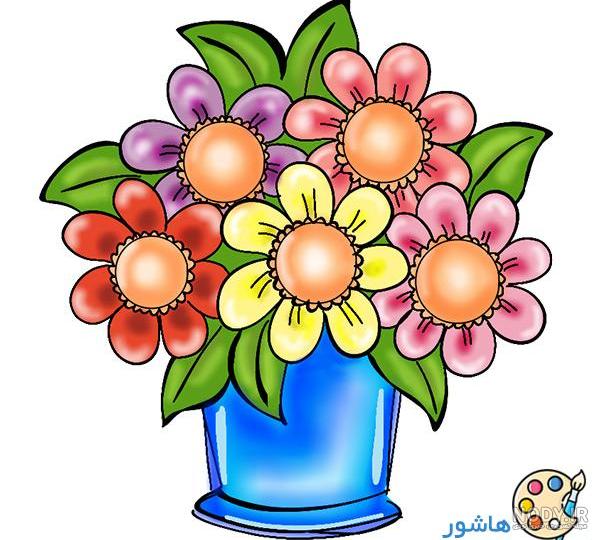 عکس نقاشی رنگ روغن گل و گلدان