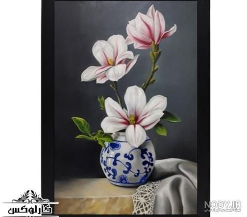عکس نقاشی گل و گلدان با مداد رنگی