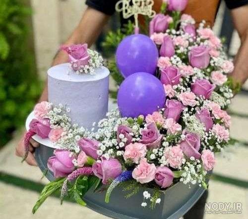 عکس کیک تولد با گل طبیعی عکس کیک تولد با گل طبیعی