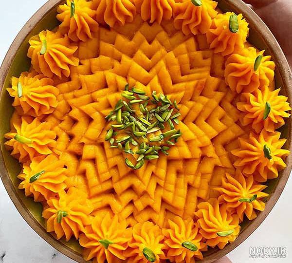 تزیین حلوا مجلسی شیک با ماسوره + دیزاین حلوا برای افطاری تزیین حلوا مجلسی شیک با ماسوره + دیزاین حلوا برای افطاری