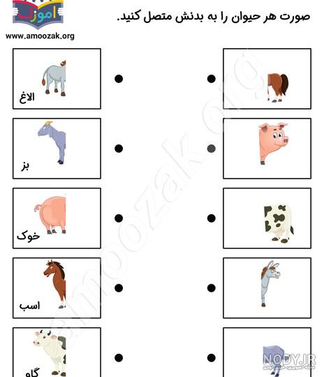 کارتون کودکانه عکس حیوانات اهلی و وحشی برای کودکان