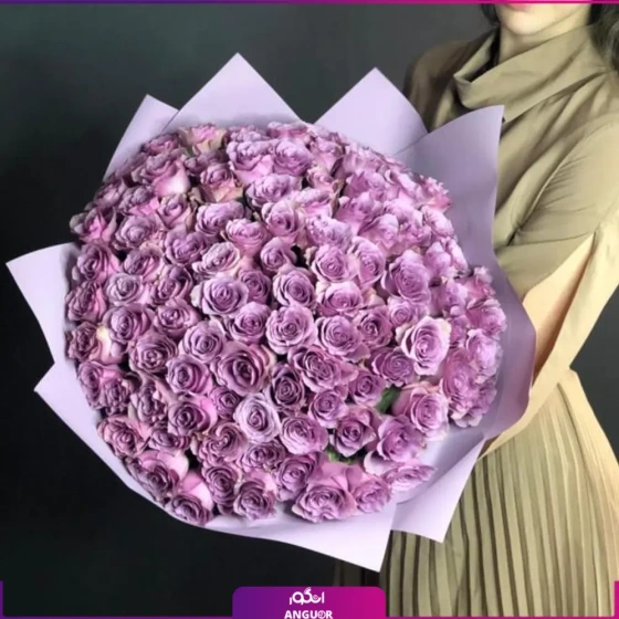 خرید باکس گل رز صورتی با بنفش لاکچری در تهران و کرچ