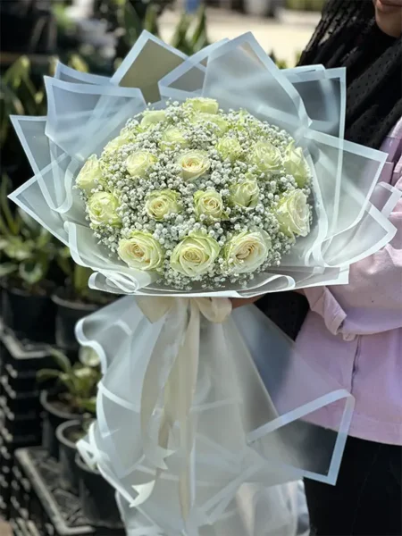 خرید دسته گل رز سفید | قیمت دسته گل سفید 20 تا 200 شاخه خرید دسته گل رز سفید | قیمت دسته گل سفید 20 تا 200 شاخه