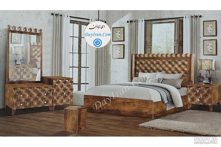 خرید سرویس خواب دو نفره شیک کرم رنگ مدل جیحون - تخت طاووس