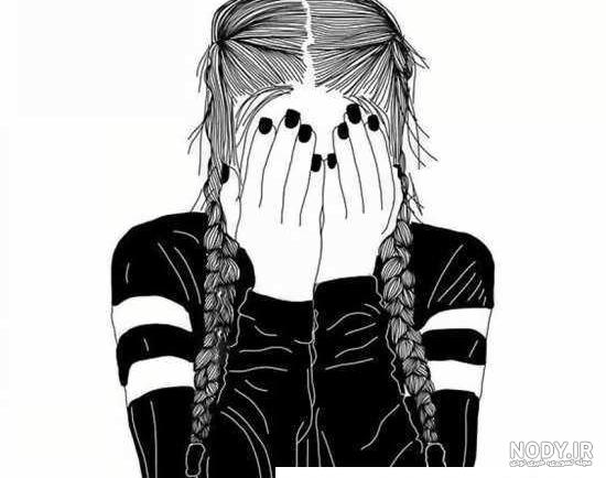 دانلود عکس نقاشی دختر غمگین