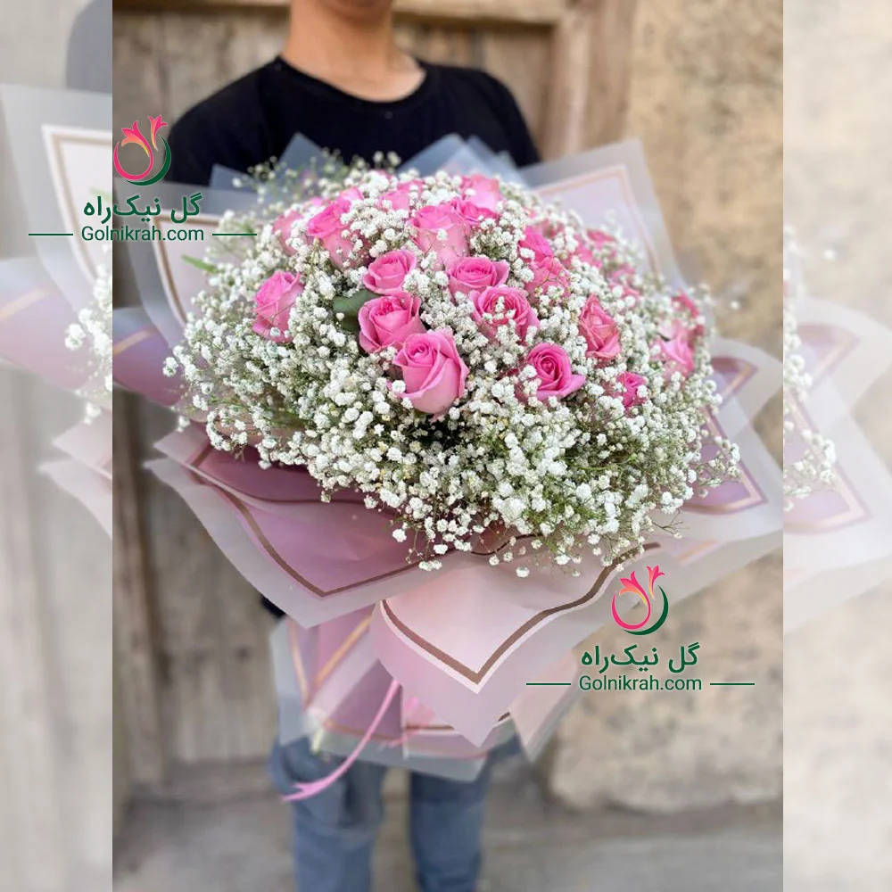 دسته گل رز – مدل Belle | تزیین با 15 شاخه رز مینیاتوری