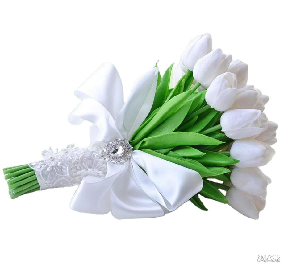 عکس دسته گل عروس با گل لاله