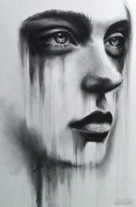 عکس نقاشی دختر غمگین ساده عکس نقاشی دختر غمگین ساده