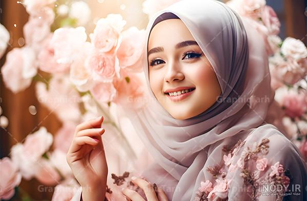 عکس پروفایل دختر با حجاب با گل ❤️ [ بهترین تصاویر ]