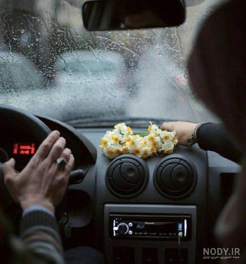 عکس گل روی صندلی ماشین