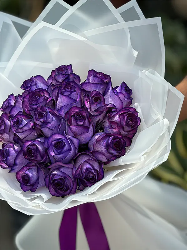 گل رز بنفش 18 شاخه | خرید گل ارزان | سفارش گل | ارسال گل انلاین | گل فروشی  سرای گل