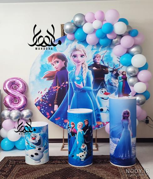45+ تم تولد السا و آنا (کیک، بادکنک آرایی، تزئینات)