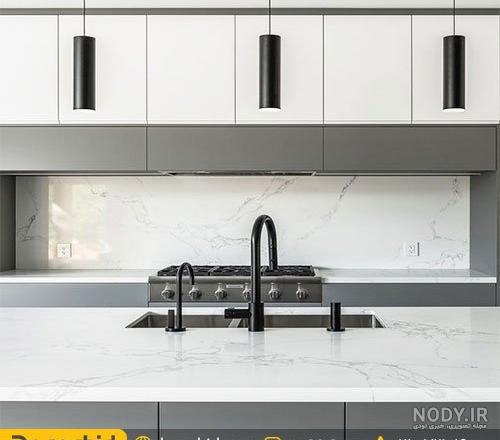 جدیدترین مدل کابینت سفید طوسی - آگرین چوب