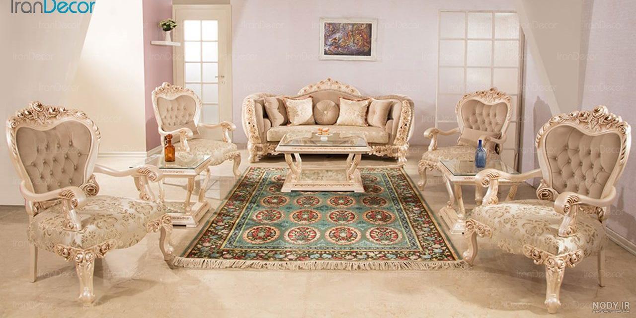 عکس مبل سفید طلایی