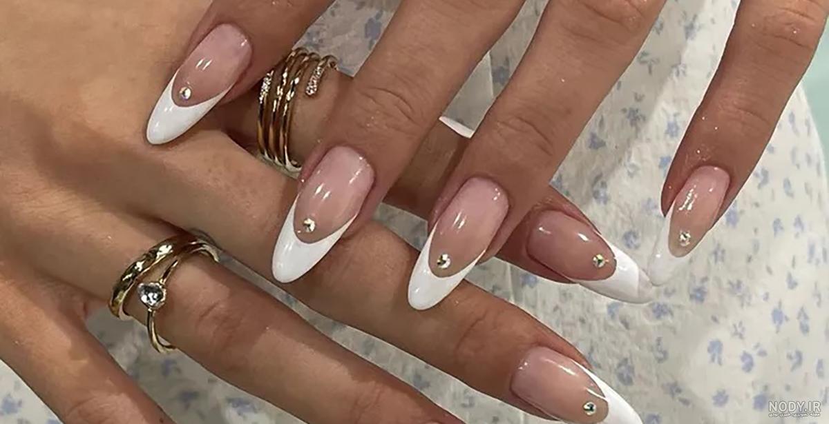 عکس ناخن سفید صورتی عکس ناخن سفید صورتی