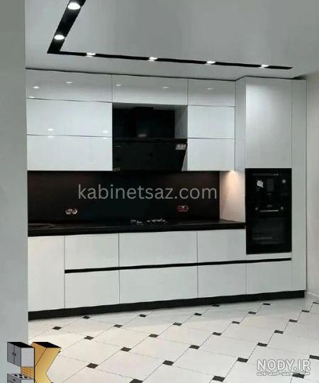عکس کابینت آشپزخانه سفید مشکی