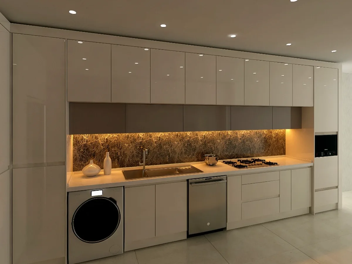 مدل کابینت اشپزخانه ایرانی جدید و کوچک و کلاسیک و مدرن سفید طوسی - آزمودگان