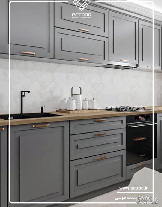 کابینت سفید طوسی؛ از آشپزخانه‌ سفید طوسی چه می‌دانیم؟ - روماک