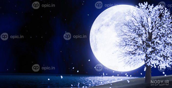 عکس شب با ماه و ستاره