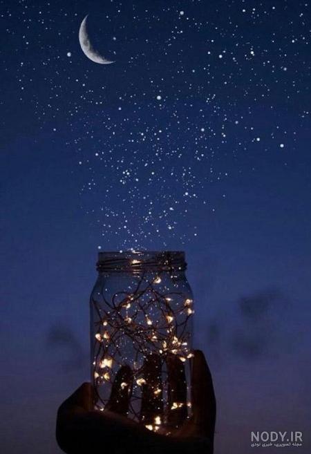 عکس ماه ستاره در شب