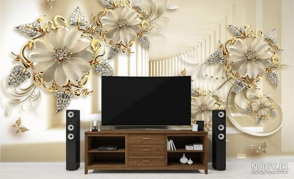 پوستر دیواری سه بعدی - پشت تلویزیون - طرح گل طلایی و قو - کد wp-lux-225 - دکوپیک پوستر دیواری سه بعدی - پشت تلویزیون - طرح گل طلایی و قو - کد wp-lux-225 - دکوپیک