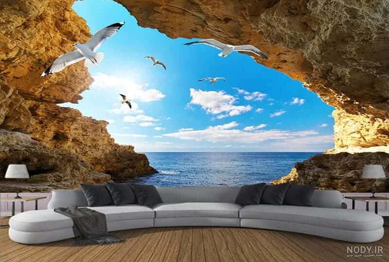 کاغذ دیواری سه بعدی مخصوص پشت تلویزیون ، آسمان نما