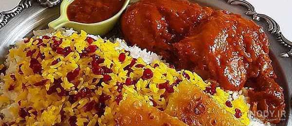 عکس زرشک پلو با مرغ رستورانی