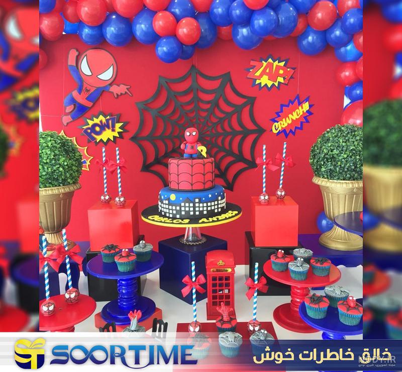 تزیینات تولد پسرانه با تم مرد عنکبوتی (اسپایدرمن) + مدل کیک