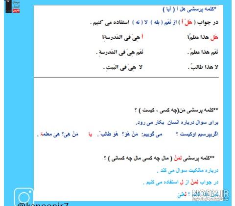 جواب تمرین های درس اول عربی هشتم صفحه ۱۳ تا ۲۱ - ماگرتا